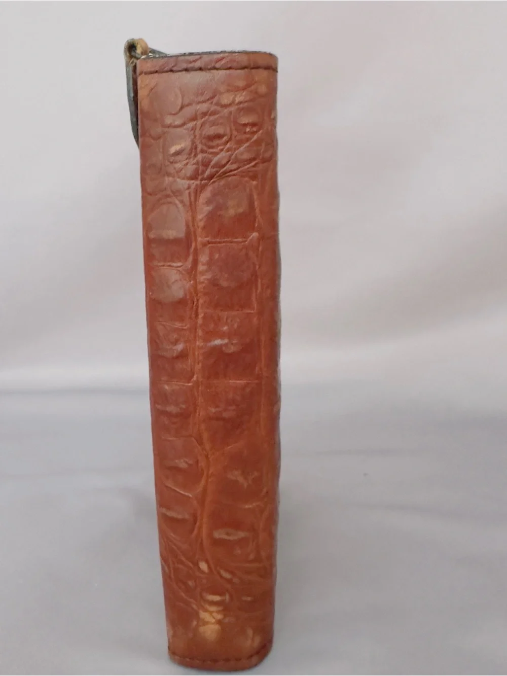 Embossed Croc-Texture Leather Address Planner Brown Zip, Vintage, 6 Ring Binder